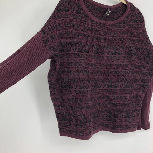 Kerisma Maroon burgundy marled knit drop shoulder round neck boxy sweater S/M - Picture 4 of 9